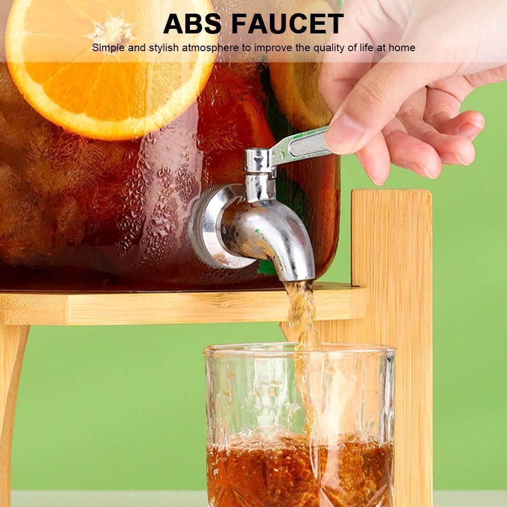 Glass Drink Dispenser 3L with Stainless Steel Tap & Wooden Stand – Elegant Iftar Beverage Server for Ramadan