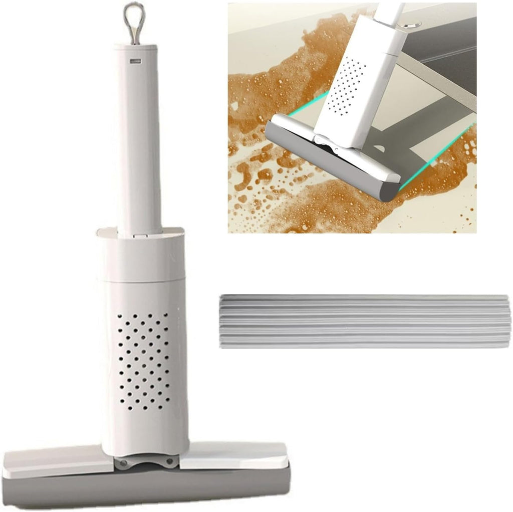 Mini Handheld Sponge Mop – Foldable Wet & Dry Desktop Mop with Replaceable Heads