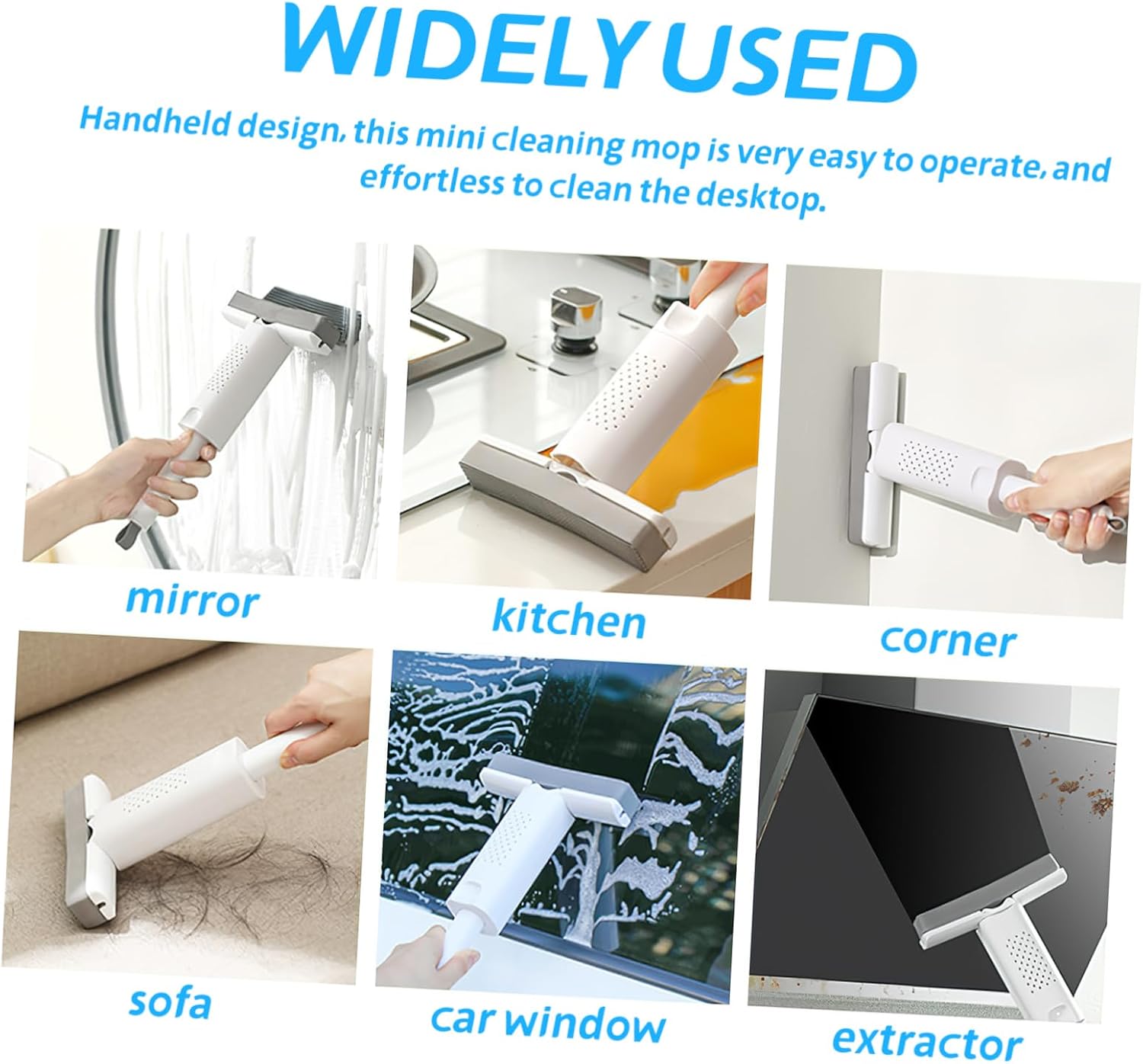 Mini Handheld Sponge Mop – Foldable Wet & Dry Desktop Mop with Replaceable Heads