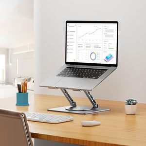 Adjustable Laptop Stand with 360° Rotating Base – Ergonomic Aluminum Riser for 10–16” Laptops