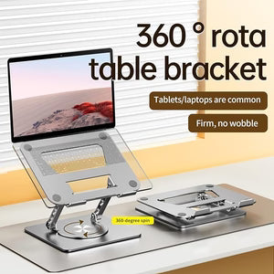 Adjustable Laptop Stand with 360° Rotating Base – Ergonomic Aluminum Riser for 10–16” Laptops