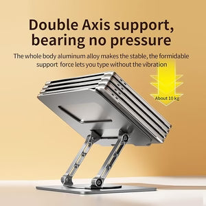 Adjustable Laptop Stand with 360° Rotating Base – Ergonomic Aluminum Riser for 10–16” Laptops